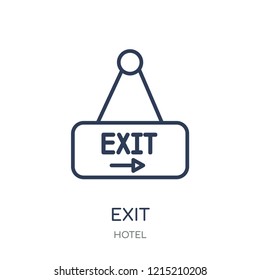 Exit icon. Exit linear symbol design from Hotel collection. Simple outline element vector illustration on white background.