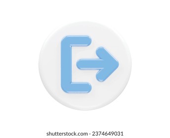 Exit icon logout 3d illustration rendering transparent