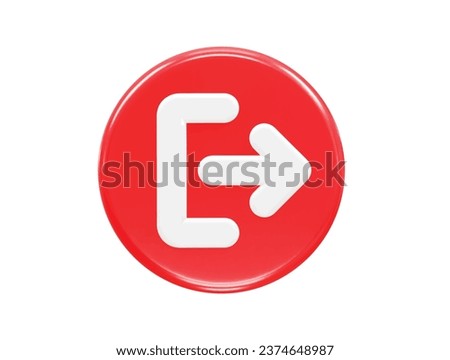 Exit icon logout 3d illustration rendering transparent