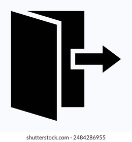 Exit Icon, Logout, Exit Door Vector Icon, Door Icon. Isolated Silhouette Vector Icon.