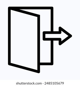 Icono de salida, cierre de sesión, Vector de salida de puerta, icono de puerta. Icono de Vector lineal aislado.