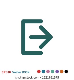 The Exit Icon. Logout And Output, Outlet, Out Symbol. Vector Logo