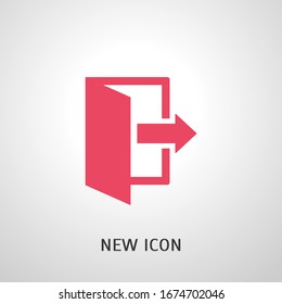 Exit icon. Logout and output, outlet, out symbol. Vector