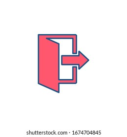 Exit icon. Logout and output, outlet, out symbol. Vector