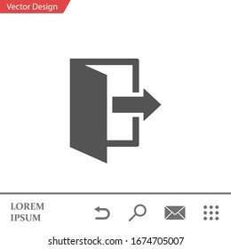 Exit icon. Logout and output, outlet, out symbol. Vector