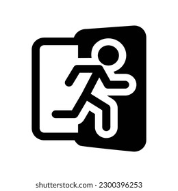 exit icon, man running out the door, vector illustration 