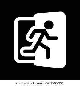 exit icon, man running out the door, vector illustration 