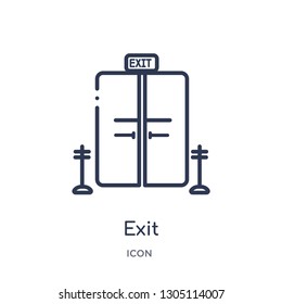 exit icon from museum outline collection. Thin line exit icon isolated on white background.