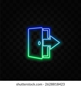 Ícone de saída. estilo neon. plana Ícone de rede móvel, sinal, símbolo, botão, ícones element.ports. saída de emergência com símbolos de seta. sinais de saída de incêndio..