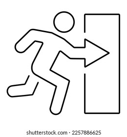 Exit-Symbol auf weißem Hintergrund, Vektorgrafik.