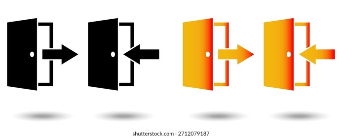 Ícone Sair. Ícone de saída em um plano de fundo branco, isolado. O ícone tem três usos em aplicativos e sites. Ilustração vetorial. Ícone de saída em um fundo branco.