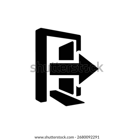 Exit icon with an open door and arrow symbolizing logout leaving or signing out a simple pictogram for user interface navigation on a website