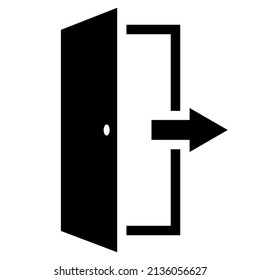 Exit icon, open doors arrow to the outside emergency exit from the room