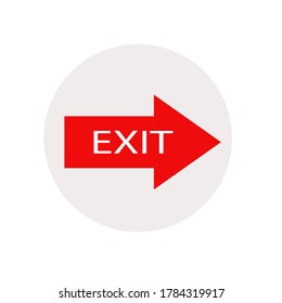 Exit icon  red arrow on white background