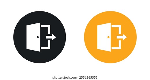 Exit icon set in black and colored versions.