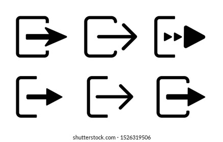 Exit Icon Set. Exit Sign Symbol Vector Illustration
