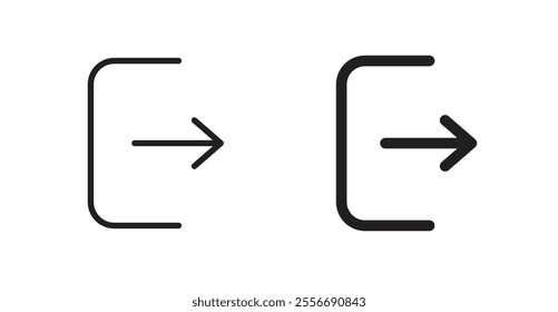 Exit icon set in Thin line black color.