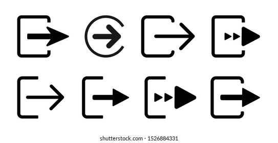 Exit Icon Set Vector Sign In White Background
