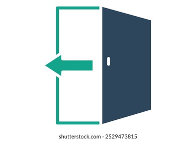 Exit icon. solid icon style. open door with arrow. icon related to reception. hotel elements vector illustration