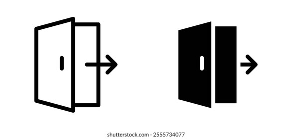 Exit icon symbol collection on white background.