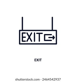 exit icon. Thin line exit icon from museum and exhibition collection. Outline vector isolated on white background. Editable exit symbol can be used web and mobile