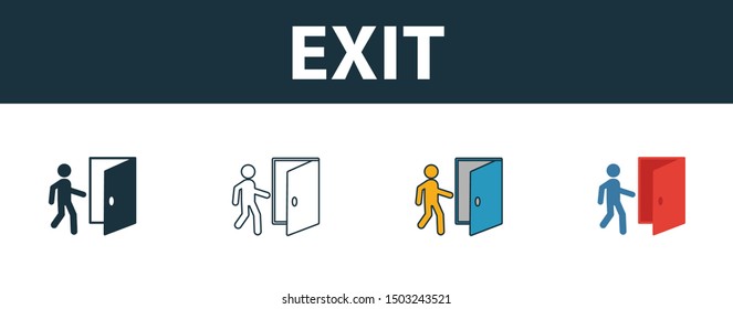 Exit icon. Thin line outline style from shopping center sign icons collection. Premium exit icon for design, apps, software and more.