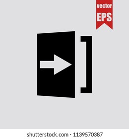 Exit icon in trendy isolated on grey background.Vector illustration.