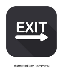 exit icon - vector illustration with long shadow isolated on gray