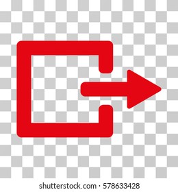 Exit icon. Vector illustration style is flat iconic symbol, red color, transparent background. Designed for web and software interfaces.