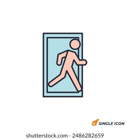 Exit icon vector illustration. Exit symbol isolated on white background