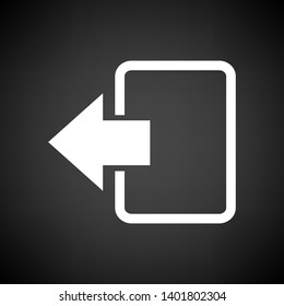 Exit Icon. White on Black Background. Vector Illustration.