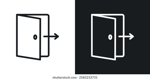 Exit icons in black and white liner strokes for web design.