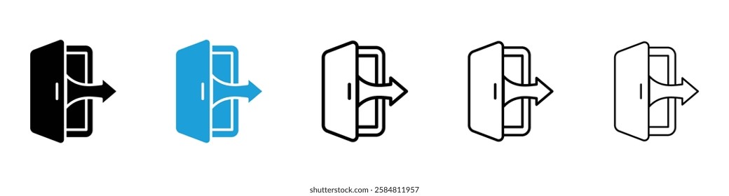 Exit icons collection vectors in black and blue