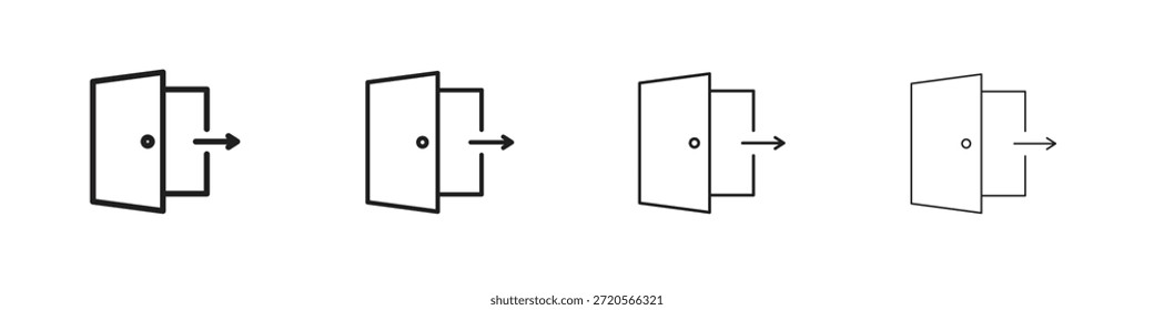Exit icons designed in outline, line and stroke style