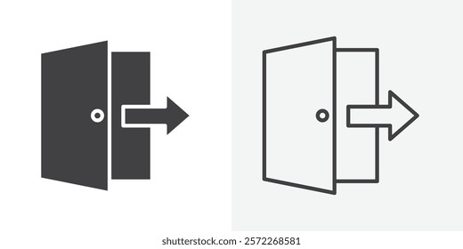 Exit icons. flat and line style set