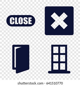 Exit icons set. set of 4 exit filled icons such as door, close