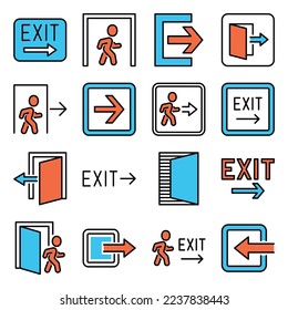 Exit Icons Set on White Background. Vector