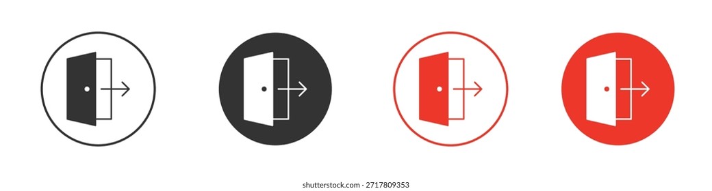 Ícones de saída simples silhueta plana vetor ilustração