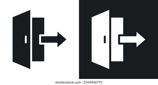 Exit icons in solid black and white colors