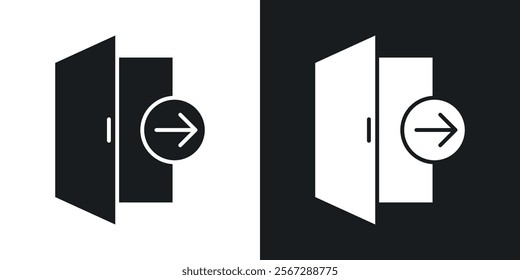 Exit icons in solid black and white colors