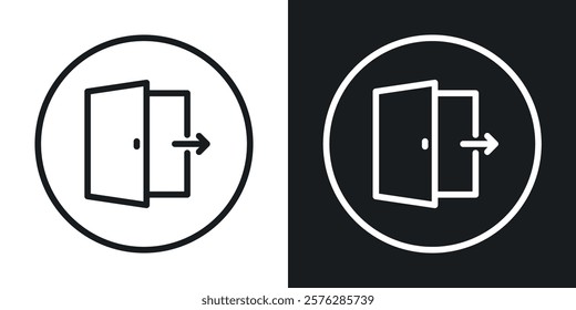 Exit icons in thin black and white stroke liner style