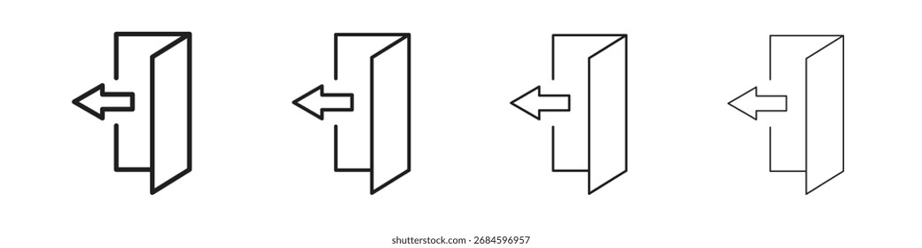 Ícones de saída. símbolos de linha fina em traçados