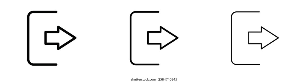 Exit icons in three different stroke lines