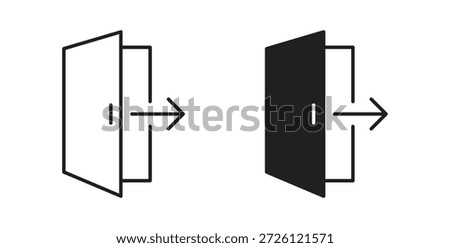 Exit icons vector symbol with editable stroke and flat versions