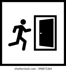 Exit icon.Vector emergency exit sign isolated on a white background with man and door icon