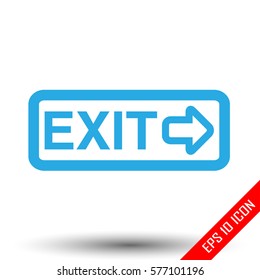 Exit inscription icon. Simple flat logo of exit sign on white background. Vector illustration.