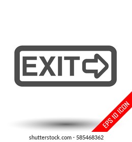 Exit inscription icon. Simple flat logo of exit sign on white background. Vector illustration.