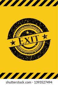 Exit inside warning sign, black grunge emblem. Vector Illustration. Detailed.