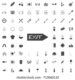 Exit knife fork black icon on the white background restaurant cafe set Flat vector illustration