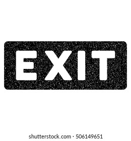 Exit Label grainy textured icon for overlay watermark stamps. Flat symbol with scratched texture. Dotted vector black ink rubber seal stamp with grunge design on a white background.